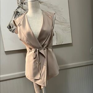 White House Black Market Blush Beige Sleeveless Wrap Tunic